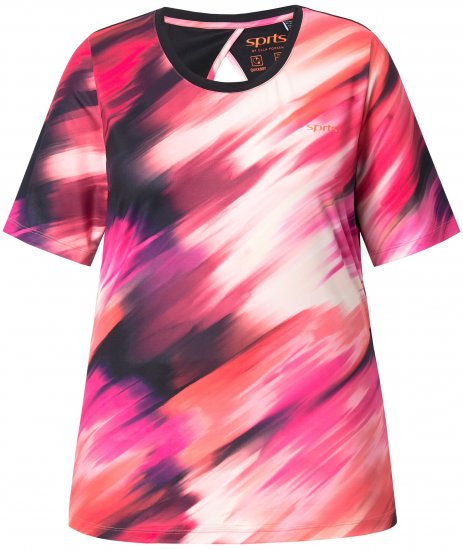 Ulla Popken Cutout Abstract Print Short Sleeve Tee Hibiscus Red - Apdrukāti T-krekli sievietēm - 