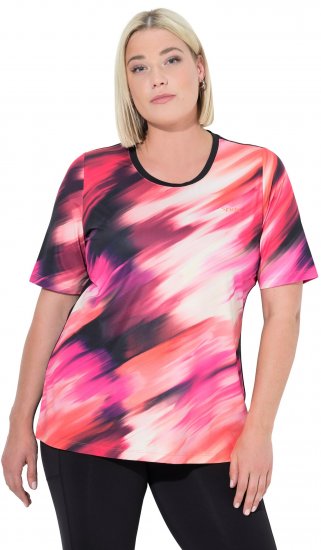 Ulla Popken Cutout Abstract Print Short Sleeve Tee Hibiscus Red - Apdrukāti T-krekli sievietēm - 