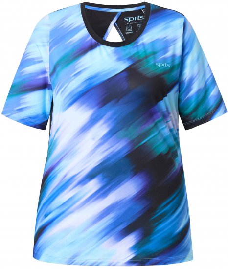 Ulla Popken Cutout Abstract Print Short Sleeve Tee Light Sapphire - Apdrukāti T-krekli sievietēm - 