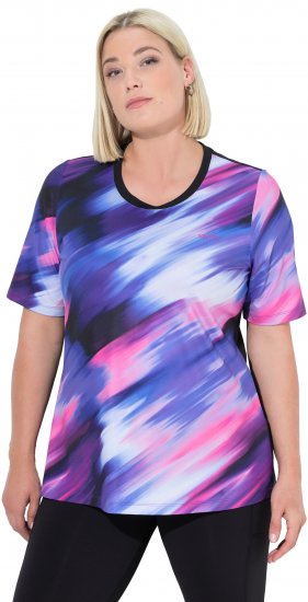 Ulla Popken Cutout Abstract Print Short Sleeve Tee Ink Blue - Apdrukāti T-krekli sievietēm - 