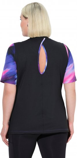 Ulla Popken Cutout Abstract Print Short Sleeve Tee Ink Blue - Apdrukāti T-krekli sievietēm - 