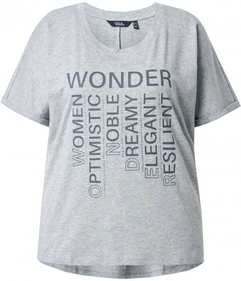 Ulla Popken WONDER Short Sleeve Graphic Tee Light Grey Melange - Apdrukāti T-krekli sievietēm - 