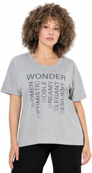 Ulla Popken WONDER Short Sleeve Graphic Tee Light Grey Melange - Apdrukāti T-krekli sievietēm - 