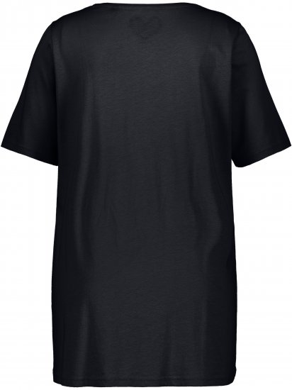 Ulla Popken Essential Front Pleat Tee Black - T-krekli - 