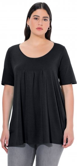 Ulla Popken Essential Front Pleat Tee Black - T-krekli - 