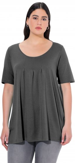 Ulla Popken Essential Front Pleat Tee Graphite Grey - T-krekli - 