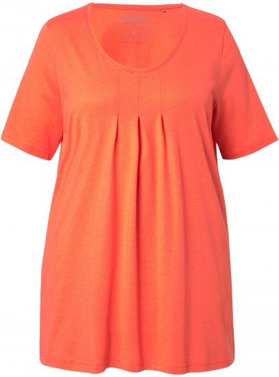Ulla Popken Essential Front Pleat Tee Pink Coral - T-krekli - 
