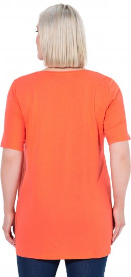 Ulla Popken Essential Front Pleat Tee Pink Coral - T-krekli - 