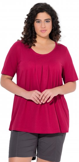 Ulla Popken Essential Front Pleat Tee Dark Raspberry - T-krekli - 