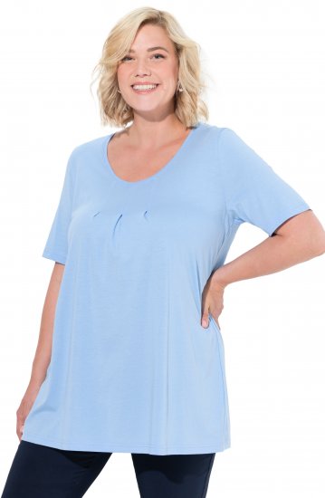Ulla Popken Essential Front Pleat Tee Light Blue - T-krekli - 