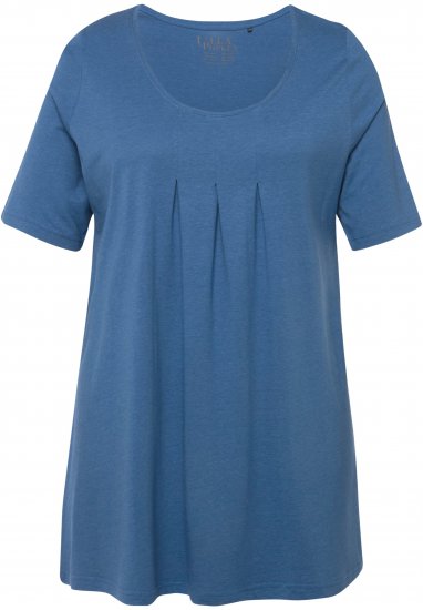 Ulla Popken Essential Front Pleat Tee Denim Blue - T-krekli - 