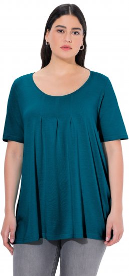 Ulla Popken Essential Front Pleat Tee Cerulean - T-krekli - 