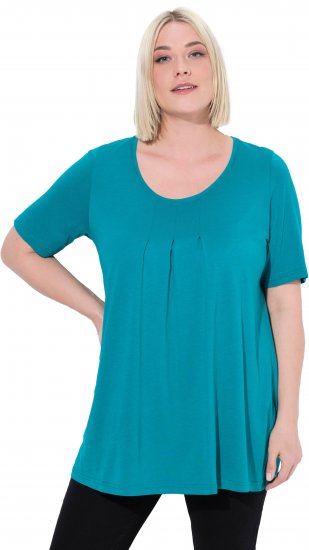Ulla Popken Essential Front Pleat Tee Teal - T-krekli - 