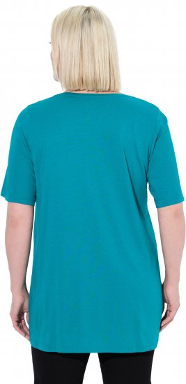 Ulla Popken Essential Front Pleat Tee Teal - T-krekli - 