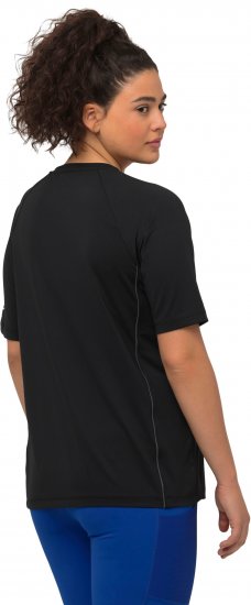 Ulla Popken Piping Accent Functional UVP 50+ Stretch Knit Top Black - T-krekli - 