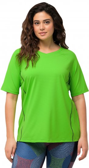 Ulla Popken Piping Accent Functional UVP 50+ Stretch Knit Top Light Green - T-krekli - 