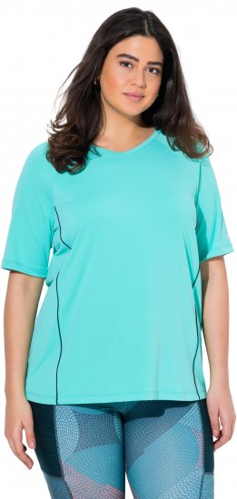 Ulla Popken Piping Accent Functional UVP 50+ Stretch Knit Top Aqua Green - T-krekli - 