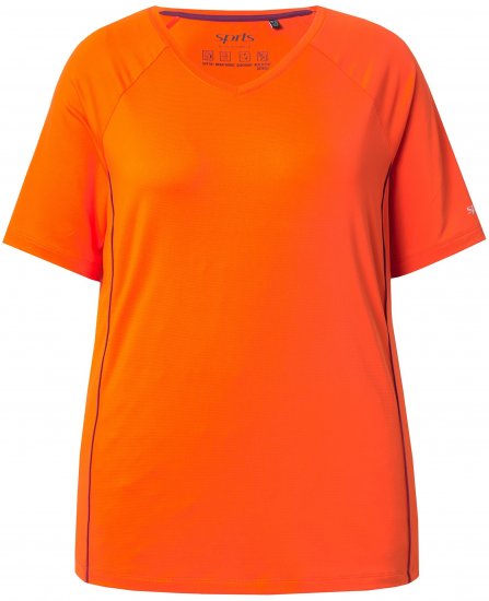 Ulla Popken Piping Accent Functional UVP 50+ Stretch Knit Top Orange Red - T-krekli - 