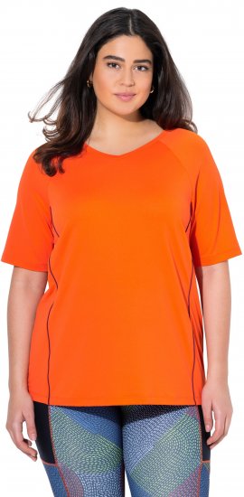 Ulla Popken Piping Accent Functional UVP 50+ Stretch Knit Top Orange Red - T-krekli - 