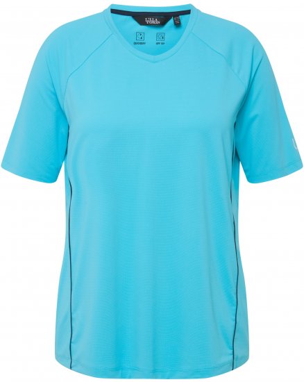Ulla Popken Piping Accent Functional UVP 50+ Stretch Knit Top Bright Turquoise - T-krekli - 