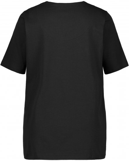 Ulla Popken Essential Notch Neck Stretch Tee Black - T-krekli - 