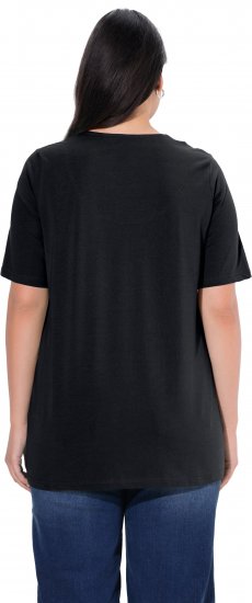 Ulla Popken Essential Notch Neck Stretch Tee Black - T-krekli - 