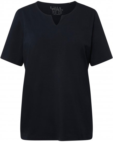 Ulla Popken Essential Notch Neck Stretch Tee Navy Blue - T-krekli - 
