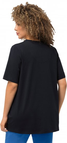 Ulla Popken Essential Notch Neck Stretch Tee Navy Blue - T-krekli - 