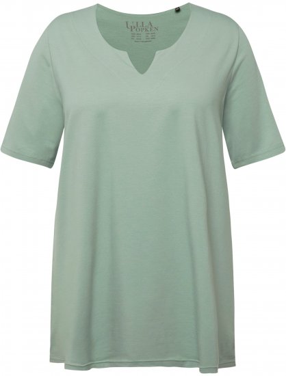 Ulla Popken Essential Notch Neck Stretch Tee Light Moss Green - T-krekli - 