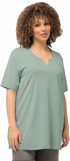 Ulla Popken Essential Notch Neck Stretch Tee Light Moss Green - T-krekli - 
