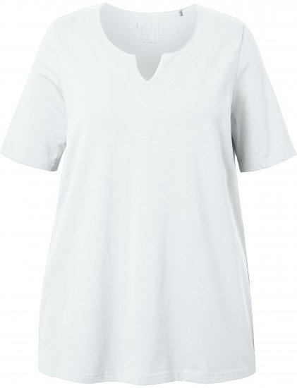 Ulla Popken Essential Notch Neck Stretch Tee Snow White - T-krekli - 