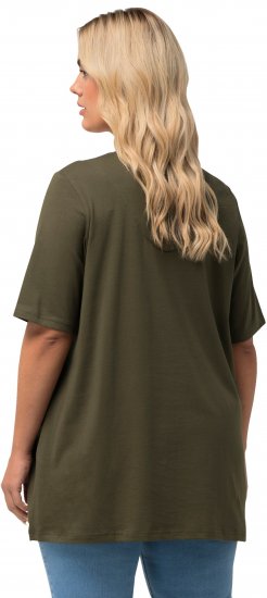 Ulla Popken Essential Notch Neck Stretch Tee Forest Green - T-krekli - 