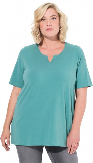 Ulla Popken Essential Notch Neck Stretch Tee Pale Green - T-krekli - 