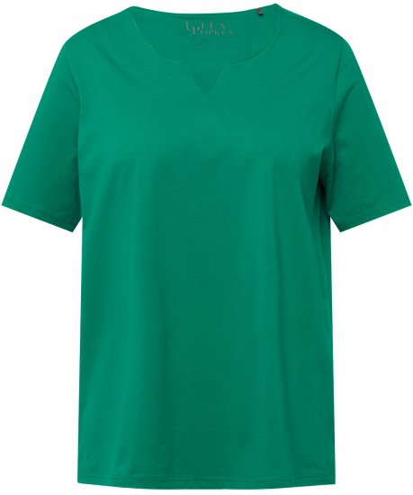 Ulla Popken Essential Notch Neck Stretch Tee Emerald Green - T-krekli - 
