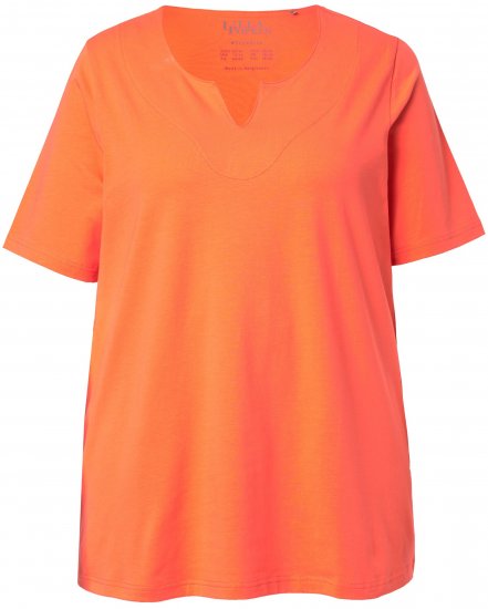 Ulla Popken Essential Notch Neck Stretch Tee Coral Pink - T-krekli - 