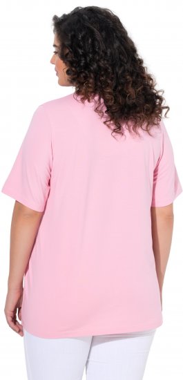 Ulla Popken Essential Notch Neck Stretch Tee Pink - T-krekli - 
