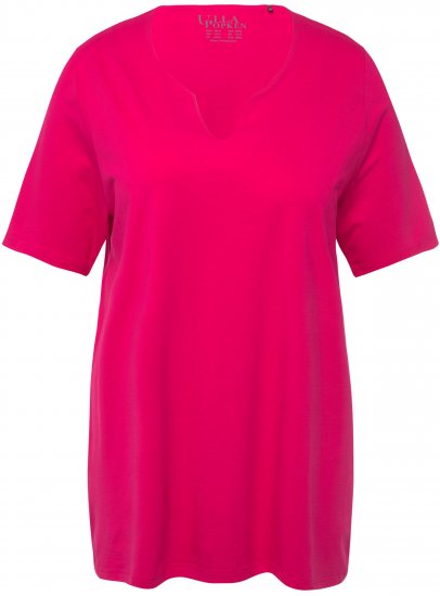 Ulla Popken Essential Notch Neck Stretch Tee Magenta Pink - T-krekli - 