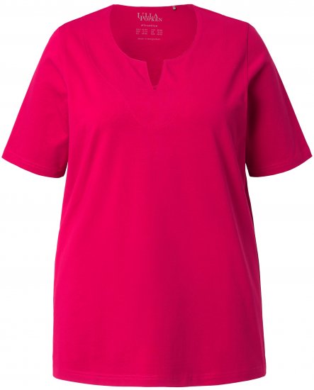 Ulla Popken Essential Notch Neck Stretch Tee Dark Raspberry - T-krekli - 