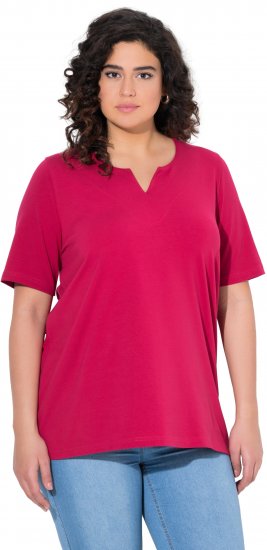 Ulla Popken Essential Notch Neck Stretch Tee Dark Raspberry - T-krekli - 