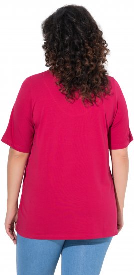 Ulla Popken Essential Notch Neck Stretch Tee Dark Raspberry - T-krekli - 