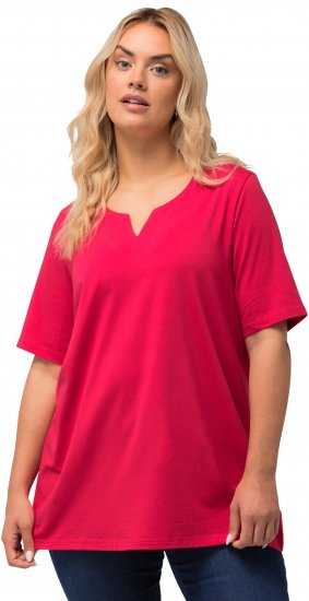 Ulla Popken Essential Notch Neck Stretch Tee Red - T-krekli - 
