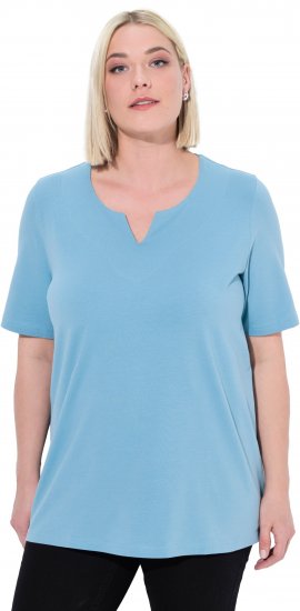 Ulla Popken Essential Notch Neck Stretch Tee Light Teal - T-krekli - 