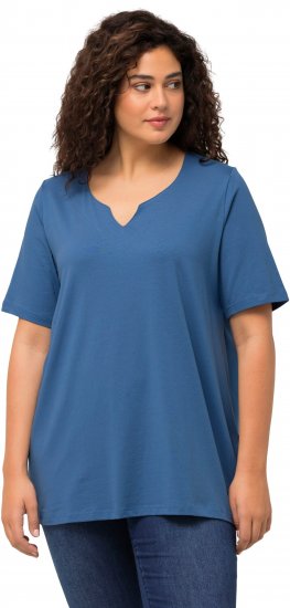 Ulla Popken Essential Notch Neck Stretch Tee Denim Blue - T-krekli - 