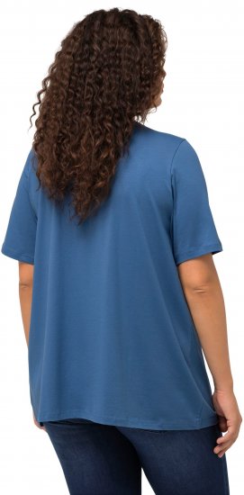 Ulla Popken Essential Notch Neck Stretch Tee Denim Blue - T-krekli - 
