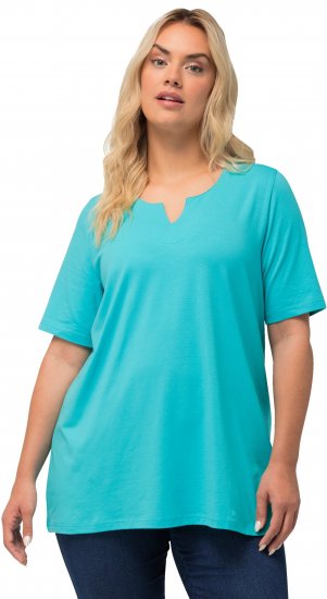 Ulla Popken Essential Notch Neck Stretch Tee Deep Aqua - T-krekli - 