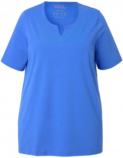 Ulla Popken Essential Notch Neck Stretch Tee Peacock Blue - T-krekli - 