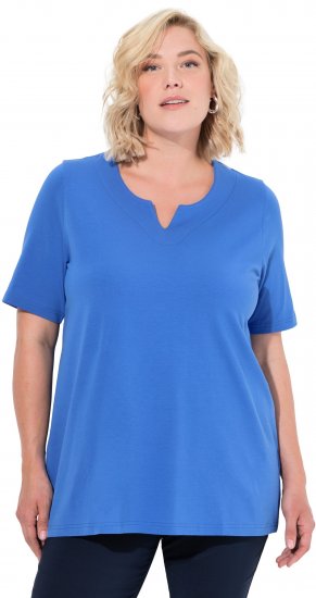 Ulla Popken Essential Notch Neck Stretch Tee Peacock Blue - T-krekli - 
