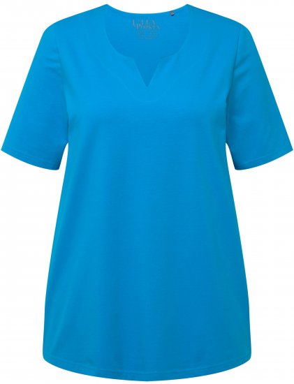 Ulla Popken Essential Notch Neck Stretch Tee Sapphire Blue - T-krekli - 