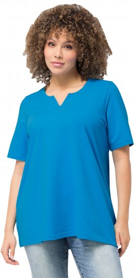 Ulla Popken Essential Notch Neck Stretch Tee Sapphire Blue - T-krekli - 