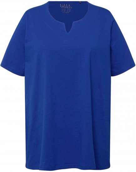 Ulla Popken Essential Notch Neck Stretch Tee Cobalt Blue - T-krekli - 